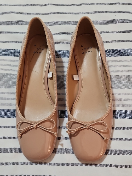 a new day Shoes - a new day Nude Patent Ballet Flats with Bow Accent